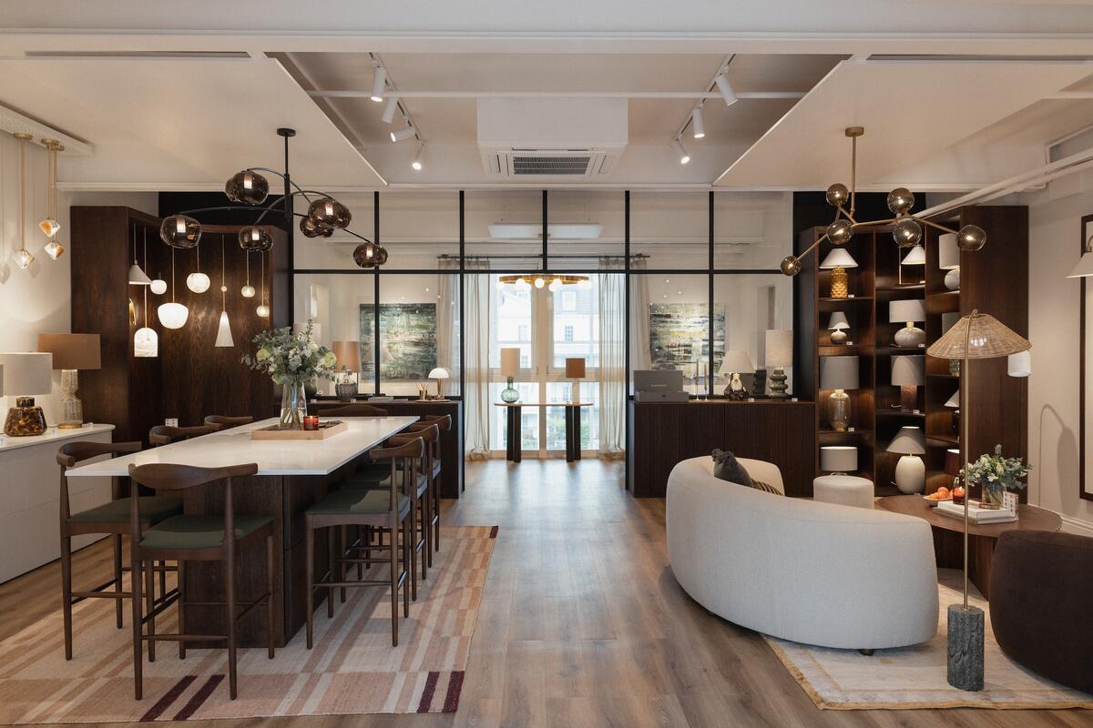 Located in London, the interior of the first-ever Heathfield & Co showroom Located in London, the interior of the first-ever Heathfield & Co showroom