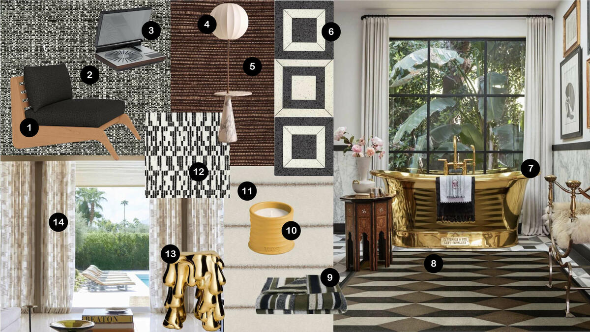Martyn Lawrence Bullard’s commanding mix of graphic patterns, terrazzo tile and metallic furniture Martyn Lawrence Bullard’s commanding mix of graphic patterns, terrazzo tile and metallic furniture